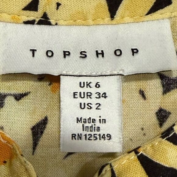 NEW TOPSHOP Yellow Daisy Grandad Midi Shirt Dress Floral Yellow Dress Size 2 - Picture 8 of 12